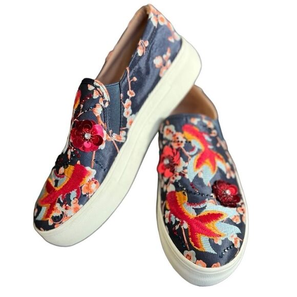 Topshop Shoes - Topshop Embroidered Sequined Koi Fish Shoes Sneaker Size 37 EUR runs big